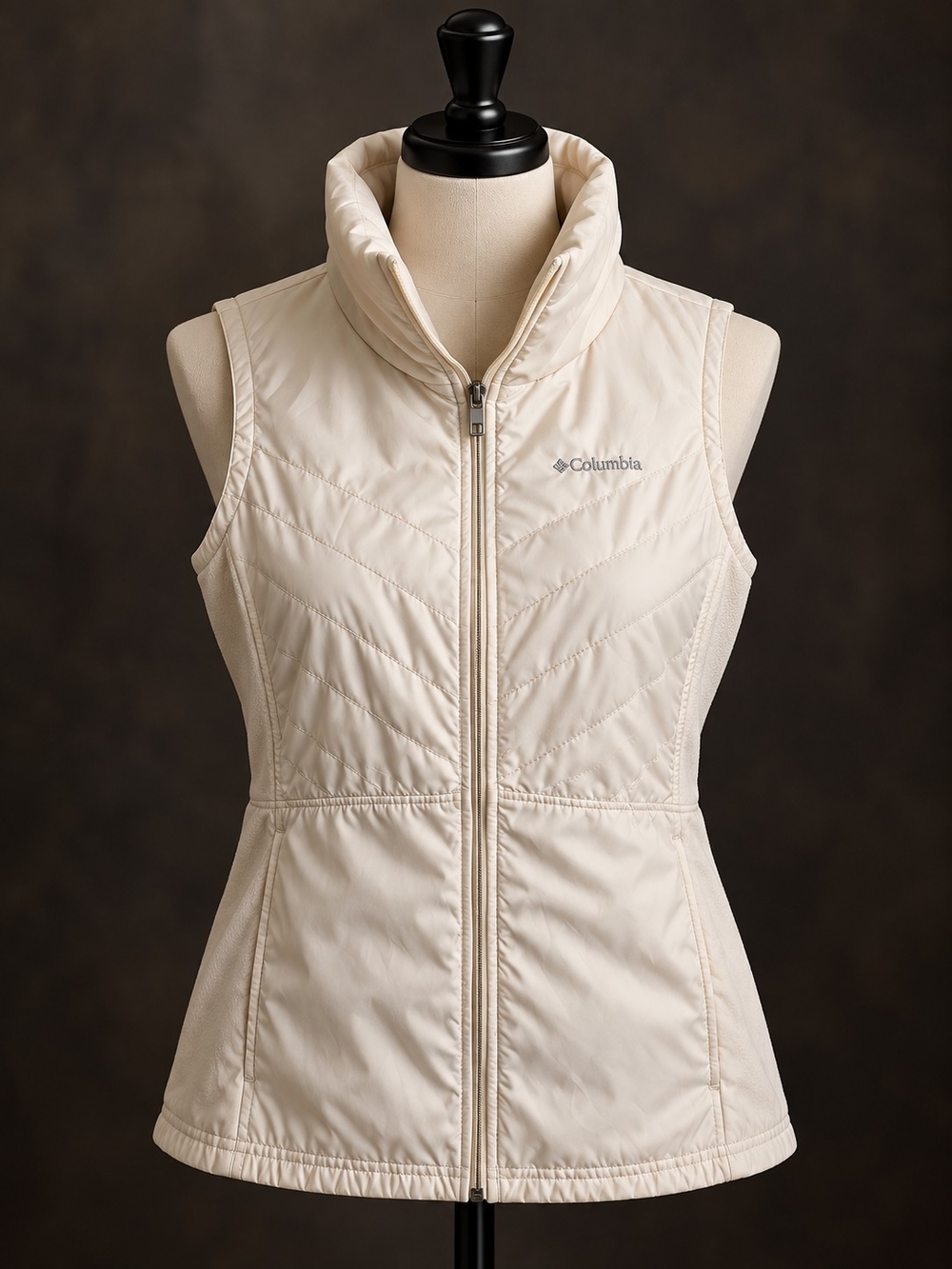 Columbia Women's Cream Quilted Puffer Vest Fleece Sides Size M